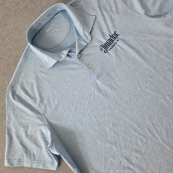 Johnnie O El Jimador Tequila Mens XL Striped Golf Polo Shirt Sun Protection - Picture 2 of 10